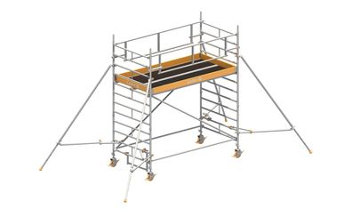 Layher Rollgeruest Uni Breit P2 Safety Plus mit Doppelgelaender und ausziehbaren Ger