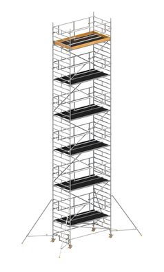 Layher Rollgeruest Uni Breit P2 Safety Plus mit Doppelgelaender und ausziehbaren Ger