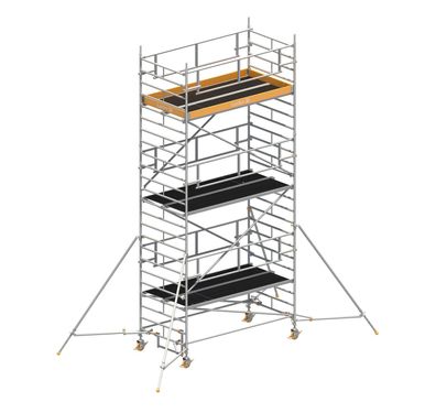Layher Rollgeruest Uni Breit P2 Safety Plus mit Doppelgelaender und ausziehbaren Ger