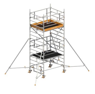 Layher Rollgeruest Uni Kompakt P2 Safety Plus mit Doppelgelaender und ausziehbaren G