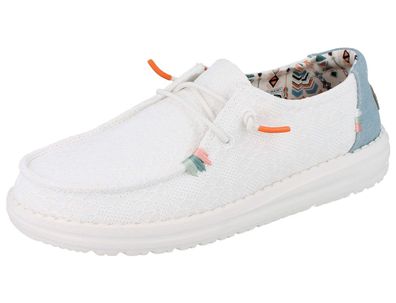 HEY DUDE Wendy Boho Damen Schlupfsneaker Slipper Halbschuhe weiß Textil