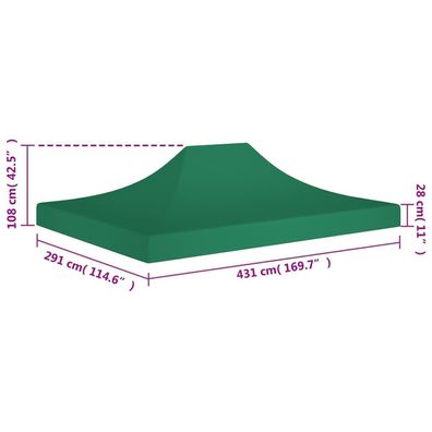 Partyzelt-Dach 4,5x3 m Grün 270 g/m²