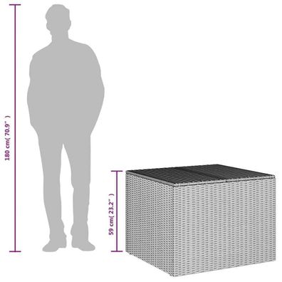 Gartentruhe Grau 291L Poly Rattan