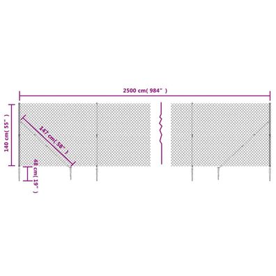 Maschendrahtzaun mit Bodenhülsen Grün 1,4x25 m