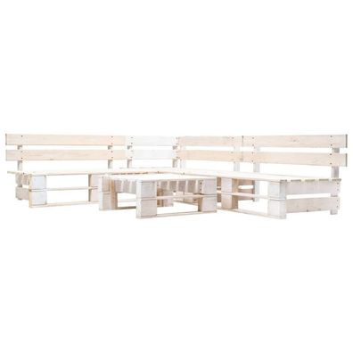 4-tlg. Paletten-Lounge-Set Holz Weiß