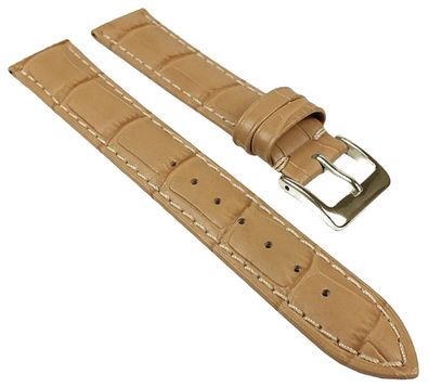 Alligator Prägung Ersatzband Uhrenarmband Kalbsleder Band Creme 22966S