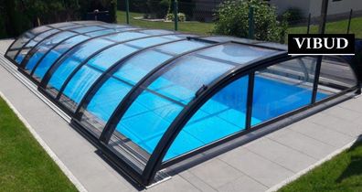 Pool Ueberdachung SMART 655x325/375 Polycarbonat Clear