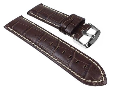 Eulit Guinea Chrono XL Uhrenband | Leder dunkelbraun Kroko-Optik 30068