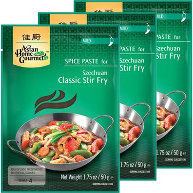 Asian Home Gourmet Würzpaste für Asian Szechuan Stir Fry 50g 3er Pack