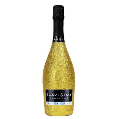 SCAVI und RAY Prosecco Spumante Design Glitzer Look Gold 750ml