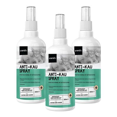 animigo Anti Kau Spray Hunde & Katze - 250ml ohne Alkohol - Sofaschutz - 3 Flaschen