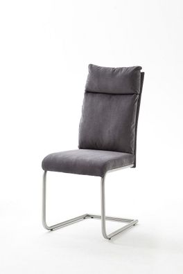 Esszimmerstühle Schwinger PIA Rundrohr Edelstahl. Chenille anthrazit