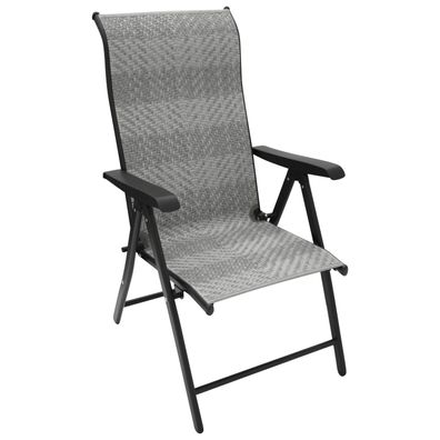 Gartensessel Klappsessel, Gestell Stahl schwarz, Polyrattan grau, 2-er Set