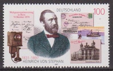 BRD 1997 postfrisch MiNr. 1912 100. Todestag von Heinrich von Stephan