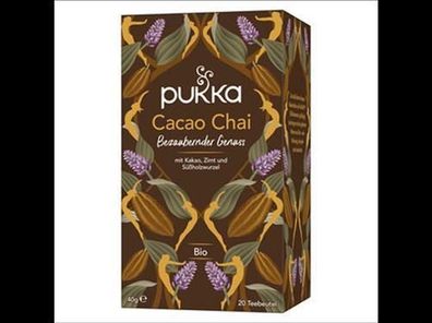 Pukka Pukka Bio-Gewürztee Cacao Chai, mit Kakao, Zimt und Süßholz, 20 Teebeutel