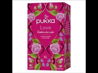 Pukka Pukka Bio-Kräutertee Love, mit Rose, Kamille und Lavendel, 20 Teebeutel 20