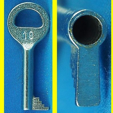 Briefkastenschlüssel 19 S - 54 mm - gebohrt 4 mm - mit Einschnitt 19