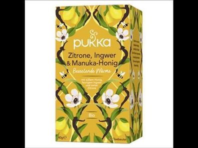 Pukka Pukka Bio Tee Zitrone, Ingwer & Manuka-Honig 20x2g