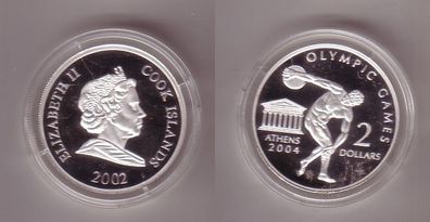 2 Dollar Silber Münze Cook Insel 2002 Olympiade Athen 2004 (111087)