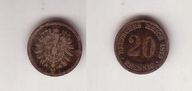 20 Pfennig Silber Münze Deutsches Reich 1875 J, Jäger 5 (112944)