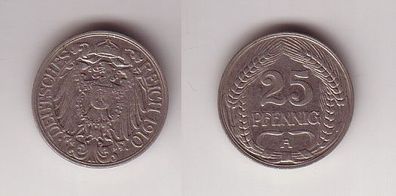 25 Pfennig Nickel Münze Deutsches Reich 1910 A, Jäger 18 (112549)