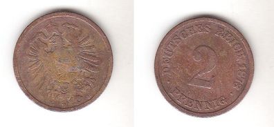 2 Reichspfennig Kupfer Münze Deutsches Reich 1873 D, Jäger 2 (112494)