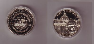 10 Dollar Nickel Münze Liberia 2005 Papst Johannes Paul II (112913)