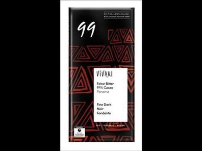 Vivani Feine Bitter Schokolade 99 % Cacao Panama 80g