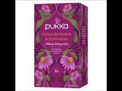 Pukka Pukka Bio-Früchte-Kräutertee Holunderbeere & Echinacea, 20 Teebeutel 20x2g