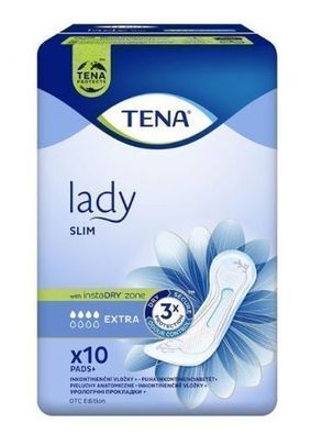 Tena Lady Slim Extra, Anatomische Einlagen, 10 Stéck - OTC Edition