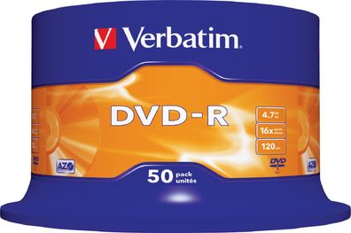 Verbatim DVD-R 4.7GB/120Min/16x Cakebox (50 Disc)