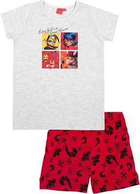 Miraculous Ladybug Schlafanzug – Baumwolle Pyjama mit Kurzarm Shirt und Shorts