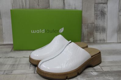 Waldläufer Damen Clog H-Akira weiß-lack, herausnehmbare Innensohle