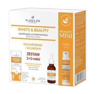 Flos-Lek White & Beauty Aufhellungs- und Schutzset: Creme 30ml + Peeling 30ml + Toner