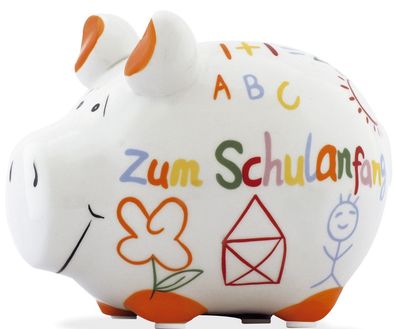 KCG 101570 Spardose Schwein "Zum Schulanfang" - weiß, klein