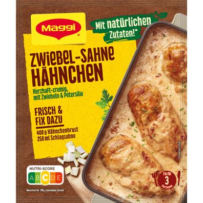 Maggi Fix für Zwiebel Sahne Hähnchen herzhaft mit feinen Zwiebeln 26g