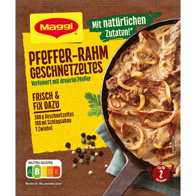 Maggi Fix für Pfeffer Rahm Geschnetzeltes mit dreierlei Pfeffer 27g