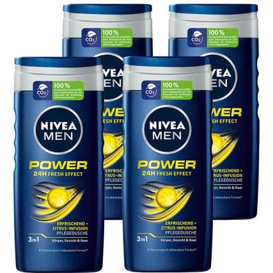 Nivea Men Duschgel Power 24H Fresh Effect Pflegedusche 250ml 4er Pack