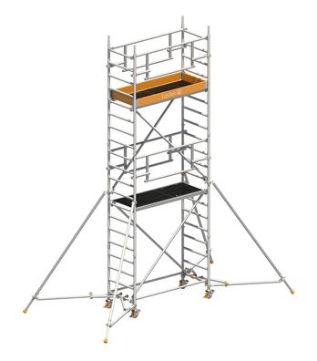 Layher Rollgeruest Uni Leicht P2 Safety Plus mit Doppelgelaender und ausziehbaren Ge