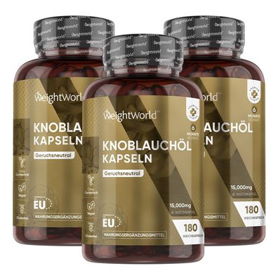 Knoblauch Weichkapseln - 15.000mg (500:1 Extrakt) - 180 Kapseln - 3 Flaschen