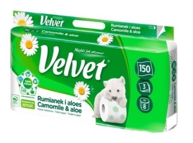 Velvet Kamille & Aloe Toilettenpapier, 8 Rollen