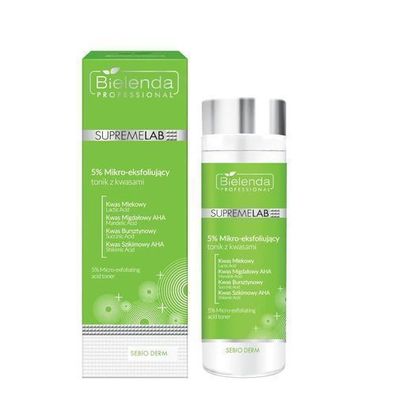 Bielenda SupremeLab Sebio Derm 5% Mikropeeling Toner mit Säuren, 200ml