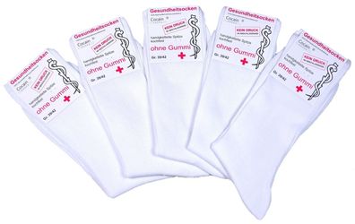 5 Paar Damen Krankenschwester Socken "OHNE" Gummi Gesundheitssocken Größe 39/42