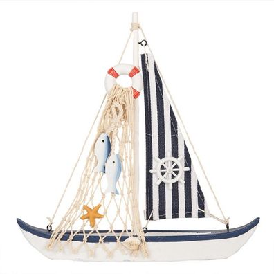 Boot Clayre&Eef 66074 Blau 25cm Maritim Badezimmer Meer See Boot Angeln Badespass