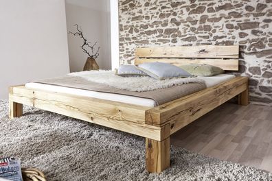Balkenbett 'Manuel' 180x200cm Wildeiche massiv BE-0405