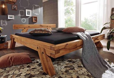 Balkenbett 'Marlon' 180x200cm Wildeiche massiv geölt