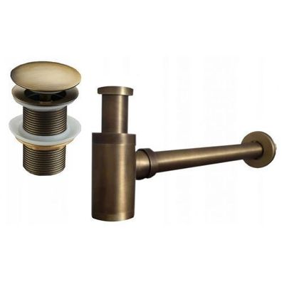 Mexen Bronze Siphon Set Rund ohne Überlauf