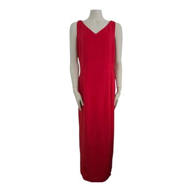 Elegantes Abendkleid Damen Sommerkleid Lang Vintage 90s Viskose Rot 40 L