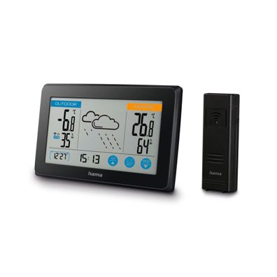Digitale Touch Wetterstation mit LED-Hintergrundbeleuchtung in Schwarz