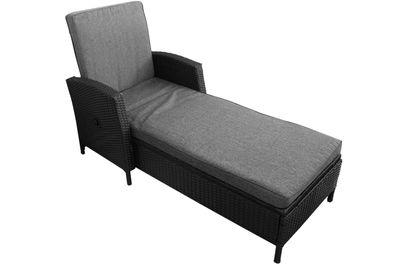 Gartenliege Rattan Optik schwarz 195 x 74 x 94 cm inkl. Polsterkissen Relax Liege